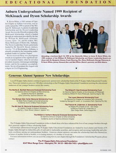 Generous Alumni Sponsor New Scholarships